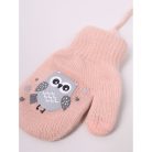 Yo!club téli kesztyű 12 cm - halvány rózsaszín/bagoly