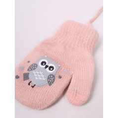 Yo!club téli kesztyű 12 cm - halvány rózsaszín/bagoly