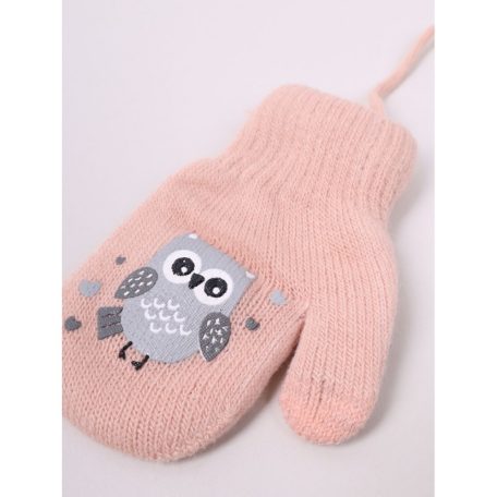 Yo!club téli kesztyű 12 cm - halvány rózsaszín/bagoly