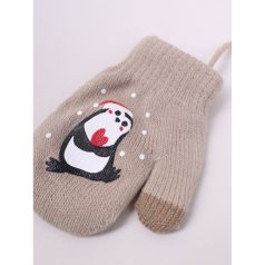 Yo!club téli kesztyű 12 cm - barna/pingvin