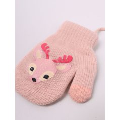 Yo!club téli kesztyű 12 cm - halvány rózsaszín/őzike
