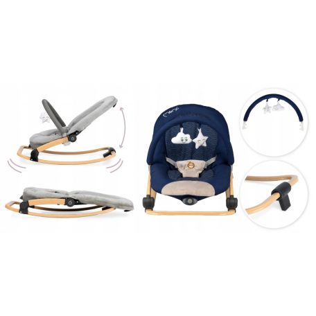 MoMi Lumiwood rezgő-zenélő pihenőszék - navy blue
