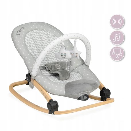 MoMi Lumiwood rezgő-zenélő pihenőszék - grey star