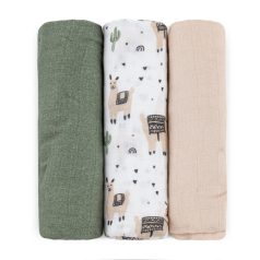 Bambusz muszlin 3db-os pelenka 68 x 68 cm - Llama Vibes