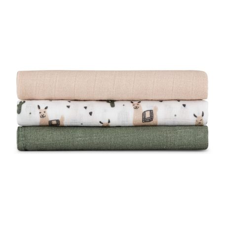 Bambusz muszlin 3db-os pelenka 68 x 68 cm - Llama Vibes