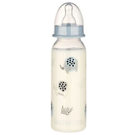 Baby-Nova cumisüveg 240 ml szilikon cumival M-es - elefánt