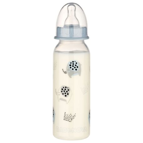 Baby-Nova cumisüveg 240 ml szilikon cumival M-es - elefánt
