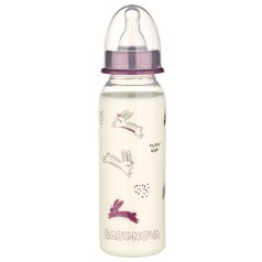Baby-Nova cumisüveg 240 ml szilikon cumival M-es - nyuszi 