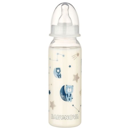 Baby-Nova éjszakai cumisüveg M-es szilikon cumival 240 ml - maci