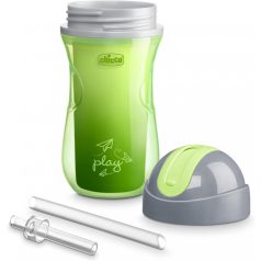   Chicco Sport Cup duplafalú, szívószálas itatókulacs 14m+ - zöld 