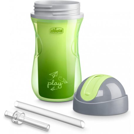 Chicco Sport Cup duplafalú, szívószálas itatókulacs 14m+ - zöld 