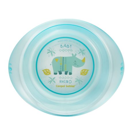 Canpol babies műanyag mélytányér, mikrózható - kék rhino 