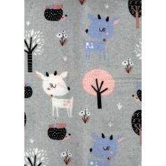   Flanel színes,mintás pelenka 60x80 cm - szürke őzike és süni