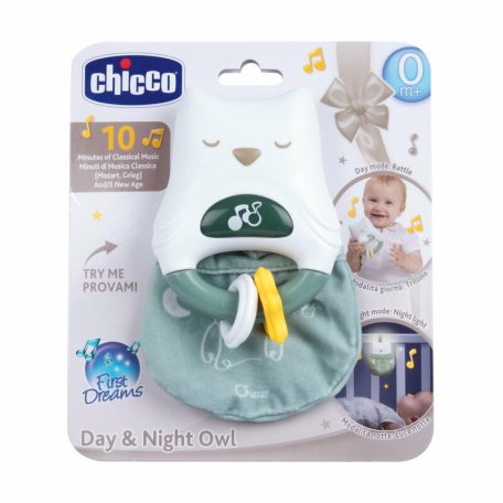 Chicco Day & Night Owl zenélő csörgő és éjszakai fény kiságyjáték 0 hó+