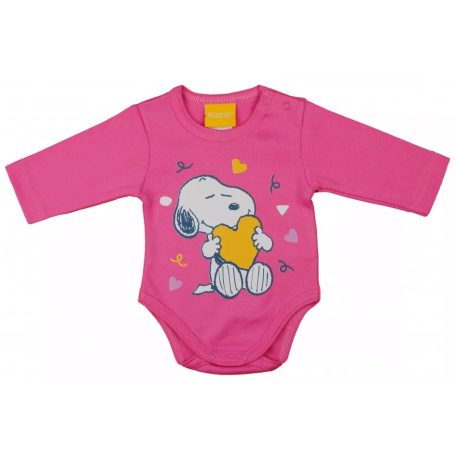 Hosszú ujjú baba body Snoopy mintával  (62) - világos pink