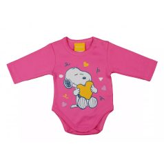   Hosszú ujjú baba body Snoopy mintával  (62) - világos pink