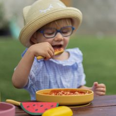   P&M Szilikon tányér tapadókoronggal Take&Match Frosted Sky 6m+