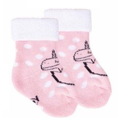 Yo! Baby frottír zokni 6-9 hó - rózsaszín/fehér