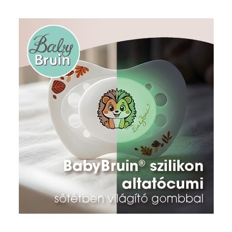 Baby Bruin ortodontikus formájú szilikon altatócumi világító gombbal 3-as méret 16-32hó - Süni 