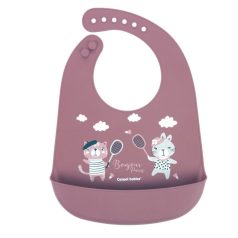 Canpol babies szilikon előke zsebbel Bonjour Paris red