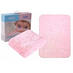   EASY CARE nyomott mintás vastag babapléd 80*110 cm - rózsaszín  maci