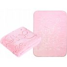 EASY CARE nyomott mintás vastag babapléd 80*110 cm - rózsaszín  maci