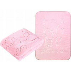   EASY CARE nyomott mintás vastag babapléd 80*110 cm - rózsaszín  maci