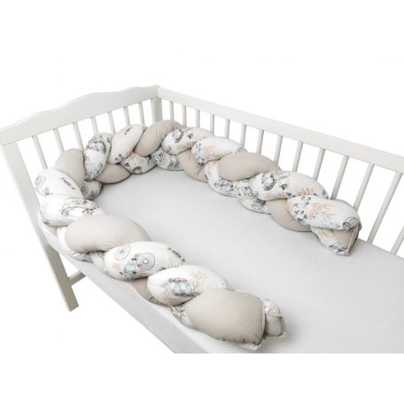 Baby Shop prémium fonott fejvédő kiságyba 250cm - Happy Zoo 