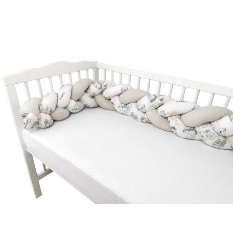 Baby Shop prémium fonott fejvédő kiságyba 250cm - Happy Zoo 
