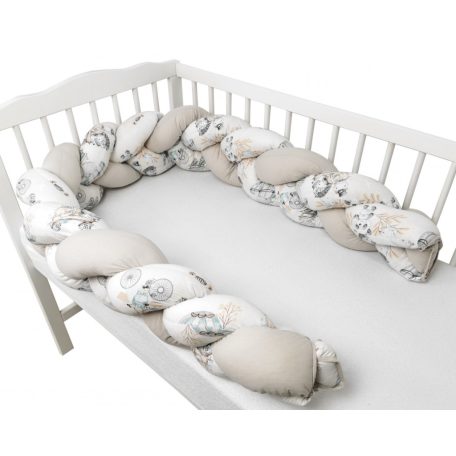 Baby Shop prémium fonott fejvédő kiságyba 250cm - Happy Zoo 