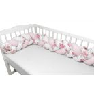 Baby Shop prémium fonott fejvédő kiságyba 220cm - Balerina maci rózsaszín 