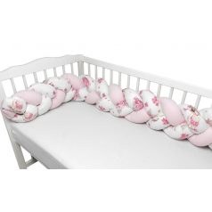   Baby Shop prémium fonott fejvédő kiságyba 220cm - Balerina maci rózsaszín 