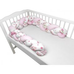   Baby Shop prémium fonott fejvédő kiságyba 220cm - Balerina maci rózsaszín 