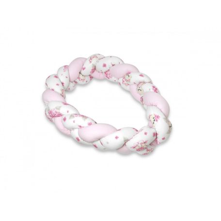 Baby Shop prémium fonott fejvédő kiságyba 220cm - Balerina maci rózsaszín 