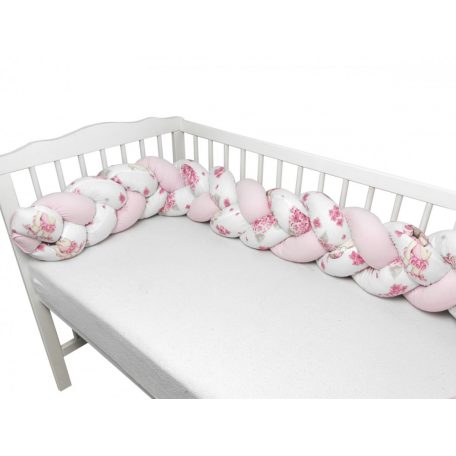 Baby Shop prémium fonott fejvédő kiságyba 220cm - Balerina maci rózsaszín 