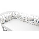 Baby Shop prémium fonott fejvédő kiságyba 250cm - kék dinó 