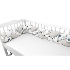   Baby Shop prémium fonott fejvédő kiságyba 250cm - kék dinó 