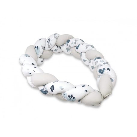 Baby Shop prémium fonott fejvédő kiságyba 250cm - kék dinó 