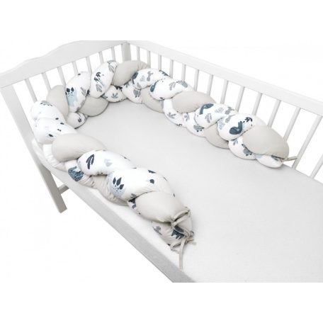 Baby Shop prémium fonott fejvédő kiságyba 250cm - kék dinó 