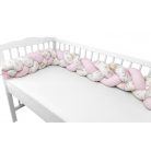 Baby Shop prémium fonott fejvédő kiságyba 250cm - rózsaszín őzike 