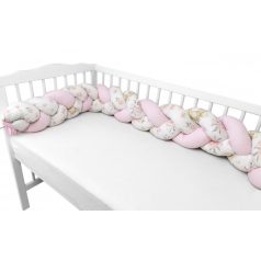   Baby Shop prémium fonott fejvédő kiságyba 250cm - rózsaszín őzike 
