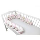 Baby Shop prémium fonott fejvédő kiságyba 250cm - rózsaszín őzike 