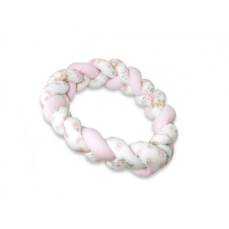 Baby Shop prémium fonott fejvédő kiságyba 250cm - rózsaszín őzike 