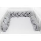 Prémium fonott fejvédő kiságyba 210cm - szürke szívecske 