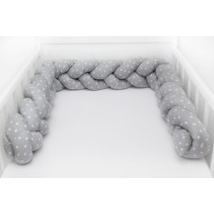   Prémium fonott fejvédő kiságyba 210cm - szürke szívecske 