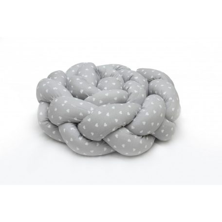 Prémium fonott fejvédő kiságyba 210cm - szürke szívecske 
