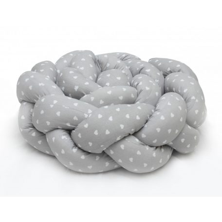 Prémium fonott fejvédő kiságyba 210cm - szürke szívecske 