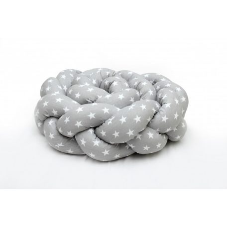 Prémium fonott fejvédő kiságyba 210cm - szürke csillagos 