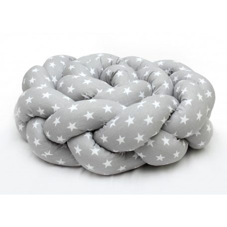 Prémium fonott fejvédő kiságyba 210cm - szürke csillagos 