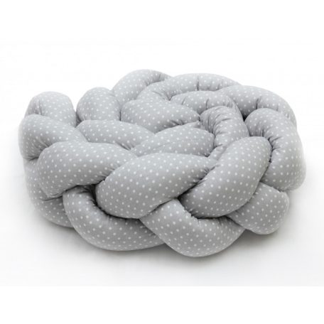 Prémium fonott fejvédő kiságyba 210cm - szürke pöttyös 